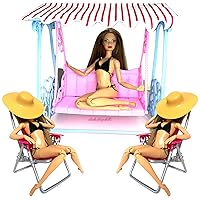 11.5 inch Fashion Doll Garden Swing 1:6 Furniture Tanning Beach Chair Set