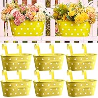 9 Pcs 10.8 Inch Hanging Flower Pots Balcony Railing Planter Iron Metal Box Fence Hanging Bucket Pots with Detachable Hooks Window Boxes Planters for Balcony Planters Porch Decor Fence(Yellow)