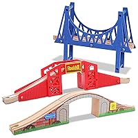Bridge Accessory Train Set: Suspension, Overpass and Arch Bridge Set Compatible with All Major Toy Trains Railway Expansion Accessories, Toy Train Track Accessory