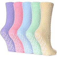 Non Slip Hospital Socks for Women with Grips Fuzzy Cozy Anti Skid Slipper Socks Winter Warm Soft Fluffy Sleep Socks