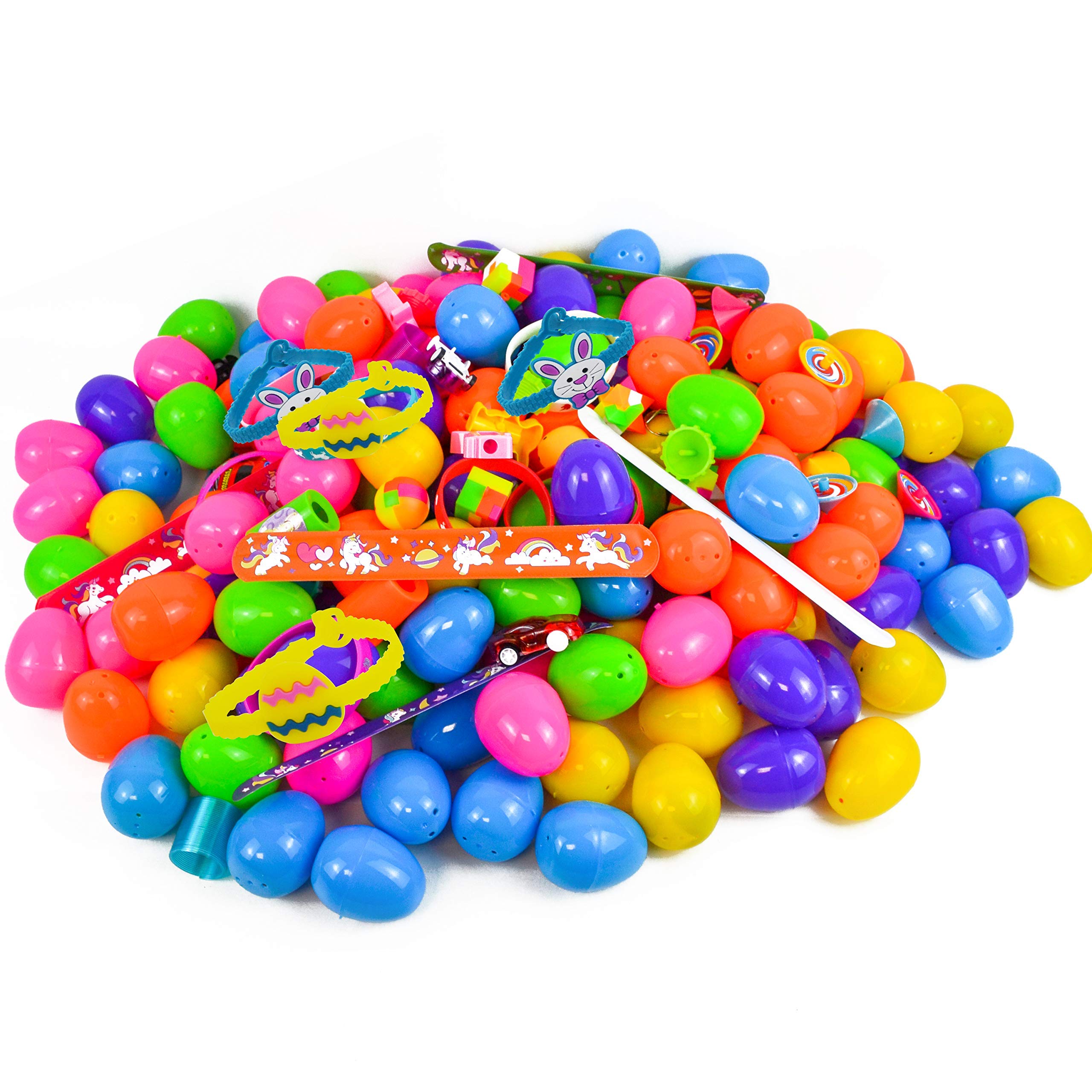 JOYIN 200 PCS Easter Prefilled Eggs with Assorted Toys for Easter Basket Stuffers, Easter Egg Hunt Supplies, Easter Classroom Prizes, Easter Party Favor