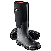 D DRYCODE Work Boots for Men with Steel Shank, Waterproof Rubber Boots, Warm 6mm Neoprene Anti Slip Rain Boots, Black, Size 5-14