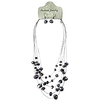 Linpeng LP04212012-02D Fiona AB Crystal Beads Layered Necklace and Earrings Set, Purple