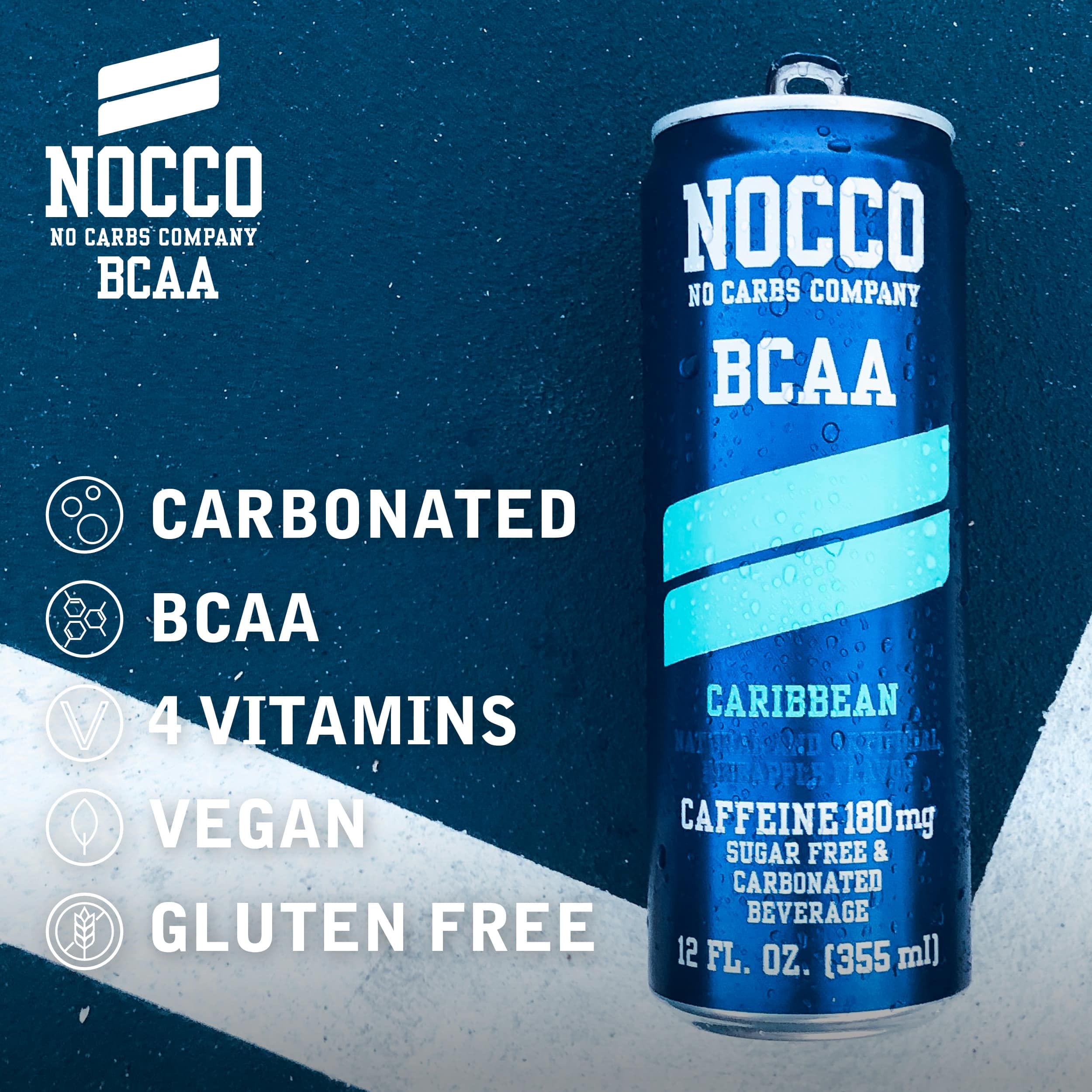 NOCCO BCAA Energy Drink Variety Pack - 12 Fl Oz (Pack of 12) - Sugar Free Caffeinated & Decaf Drink - Carbonated & Low Calorie with BCAAs, Vitamin B6, B12, & Biotin - Grab & Go Performance Drinks