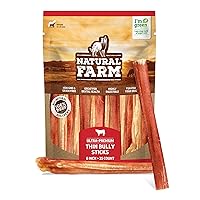 Natural Farm Thin Bully Sticks (6 Inch, 25 Pack), Natural Dog Dental Treats, Grain-Free, Preservative-Free, Low-Fat, & Fully Digestible - Best for Small, Senior or Light Chewers
