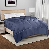 Serta Memory Flex Full/Queen Size Comforter, All Season Duvet Insert, Breathable and Stain Resistant Down Alternative Comforter, Machine Washable, 90 in x 90 in, Blue