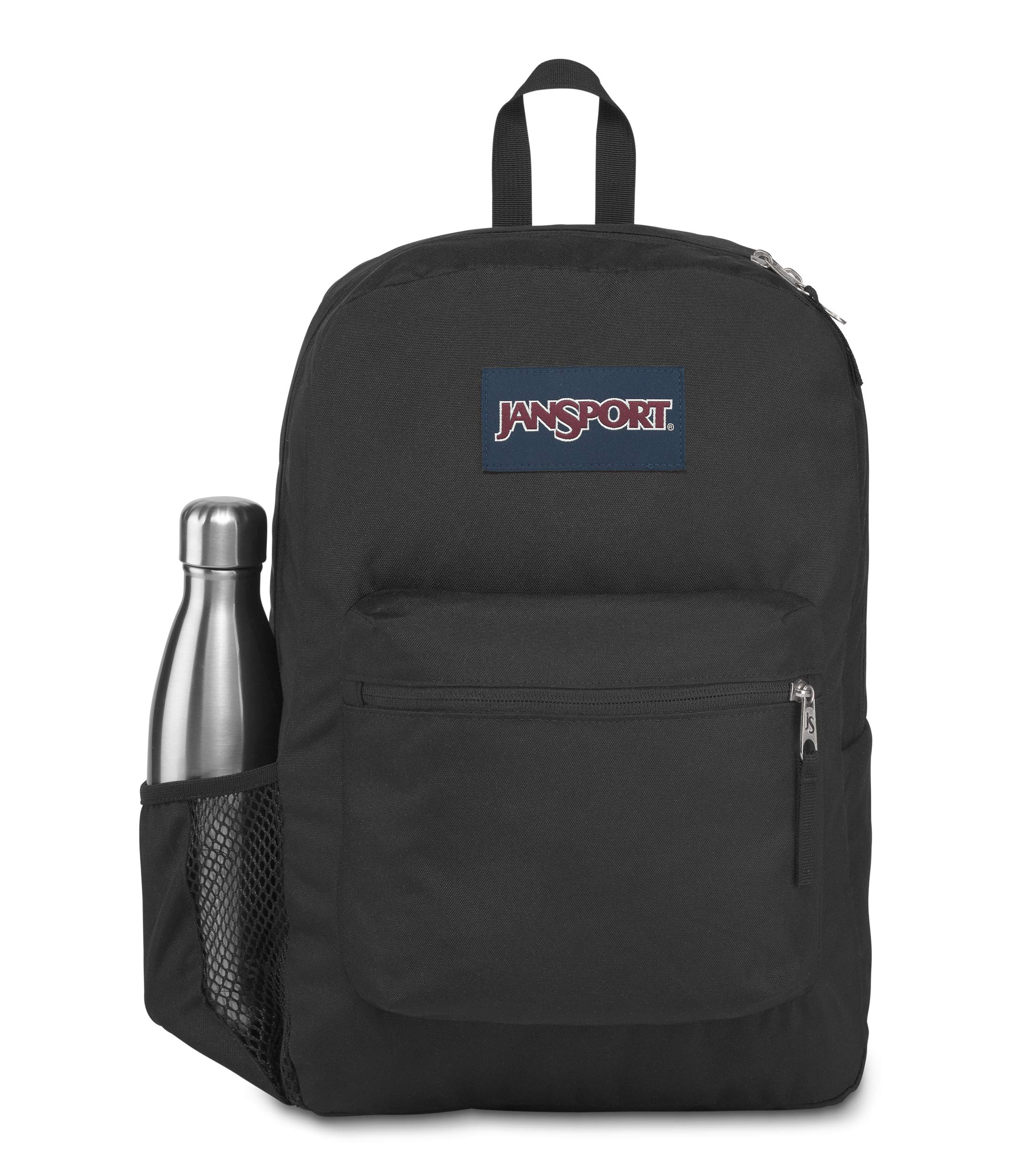 JanSport Cross Town Backpack - Travel, or Work Bookbag with Water Bottle Pocket, Black