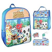 Bioworld Animal Crossing Character Print Backpack 5 pc Set Lunch Tote Keychain