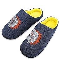 Indian Skull Men's Knitted Cotton Slippers Soft Comfort Warm House Casual Shoes