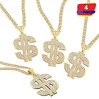 4 Pieces Plated Chain Dollar Necklace for Men with Dollar Sign Pendant Necklace, Dollar Necklace