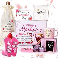 Mothers Day Gift Box Mon Gifts Basket Best Mother's Day Gift Set Includes Photo Frames Pink Marble Coffee Mug Cute Bear Scented Candle Flower Socks Necklace Ear Stud Bracelet Makeup Bag Gifts for Mon
