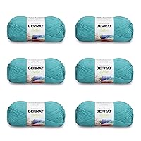 Bernat Satin Aqua Yarn - 6 Pack of 100g/3.5oz - Acrylic - 4 Medium (Worsted) - 200 Yards - Knitting, Crocheting & Crafts