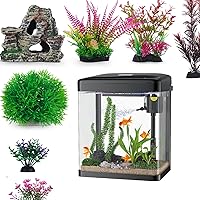 Aquarium Combo: 2 Gallon Fish Tank with 8PCS Large Aquarium Cave for Betta Goldfish Hideout