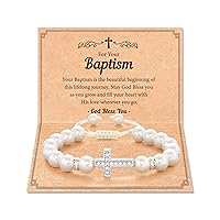 Cross Bracelet for Girls - First Communion, Baptism, Confirmation Gifts for Girl, Pearl Jewelry for Your Little Girls - 3