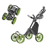 CaddyTek 4 Wheel Golf Push Cart - Caddycruiser One Version 8 1-Click Folding Trolley - Lightweight, Compact Pull Caddy Cart, Easy to Open