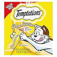 Temptations Creamy Puree with Chicken, Lickable Cat Treats, 0.42 oz Pouches, 24 Count