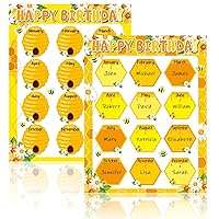 Qyeahkj 17.7 x 13.7 In Happy Birthday Chart Poster Set Bee Calendar Birthday Classroom Decorations Bumble Birthday Chart Bulletin Board Back to School Teaching Supplies Honey Birthday Classroom Decor