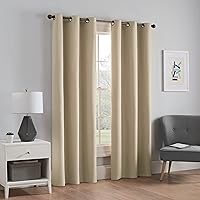 Eclipse Microfiber Total Privacy Blackout Thermal Grommet Window Curtain for Bedroom (1 Panel), 42 in x 95 in, Beige