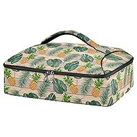 ALAZA Pineapples on A Wooden Insulated Casserole Carrier Lasagna Lugger Tote Casserole Cookware for Grocery, Camping, Car