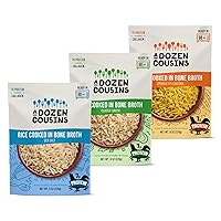 A Dozen Cousins Microwave Rice Cooked in Chicken Bone Broth | 7g Protein with Collagen | Rice for Meals, Sides (3 Flavor Variety Pack, 6 Pack)