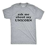 Mens Ask Me About My Unicorn Flip Up Tshirt Funny Mythical Horse Tee for Guys