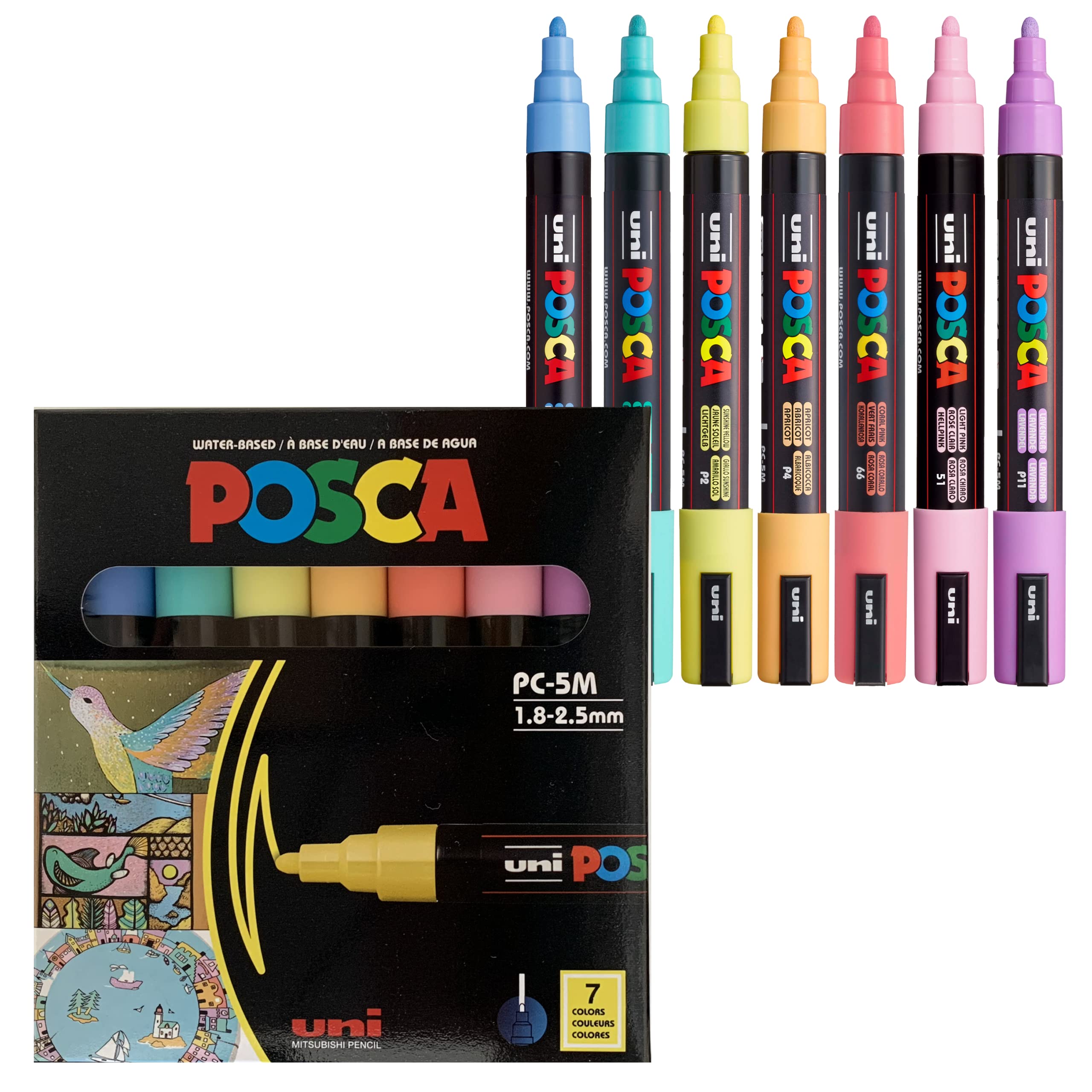 7 Pastel Posca Paint Markers, 5M Medium Posca Markers with Reversible Tips, Posca  Marker Set of Acrylic Paint Pens, Posca Pens for Art Supplies, Fabric  Paint, …