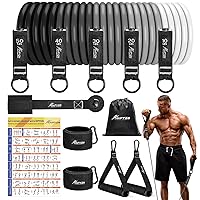 Fitness Bands Set, 150 lbs 200 lbs 250 lbs Resistance Bands 5 Different Thicknesses, Resistance Bands Set with Handles, Ankle Straps and Door Anchor, Portable Backpack, for Indoor Home Gym and Outdoor