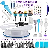 RFAQK 230PCs Cake Decorating Supplies Kit, Cake Decorating Set with Cake Turntable, Piping Bags and Tips, Modeling Tools, Cookie Plunger Cutters, Icing Smoother & Other Accessories for Cake Decoration
