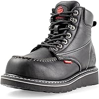 SUREWAY Mens Heavy Duty Soft/Composite/Steel Toe Work Boots for Men-Comfortable,Goodyear Welt,Full Grain Leather,6 in Wedge Moc Toe Construction Boots/Shoes