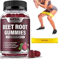Beet Root Gummies with CoQ10, Energy, and Circulation Support, Pre Workout Nitric Oxide Supplement Flow, Beets for Blood Pressure and Super Heart Health, Organic Beetroot, 60 pcs (+ Loop Band)