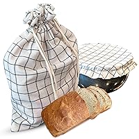 Bread Bags for Homemade Bread With Bowl Cover| Reusable Bread Bag| Sourdough Bread Bags| Linen Bread Bag| Homemade Bread Storage| Bread Proofing Cover| Bread Bag Set