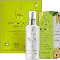 Correct & Calm Instant Facial and Fresh Skin Facial Mist | Dermatologist Created Korean Skin Care | Soothing Face Sheet Mask and Spray
