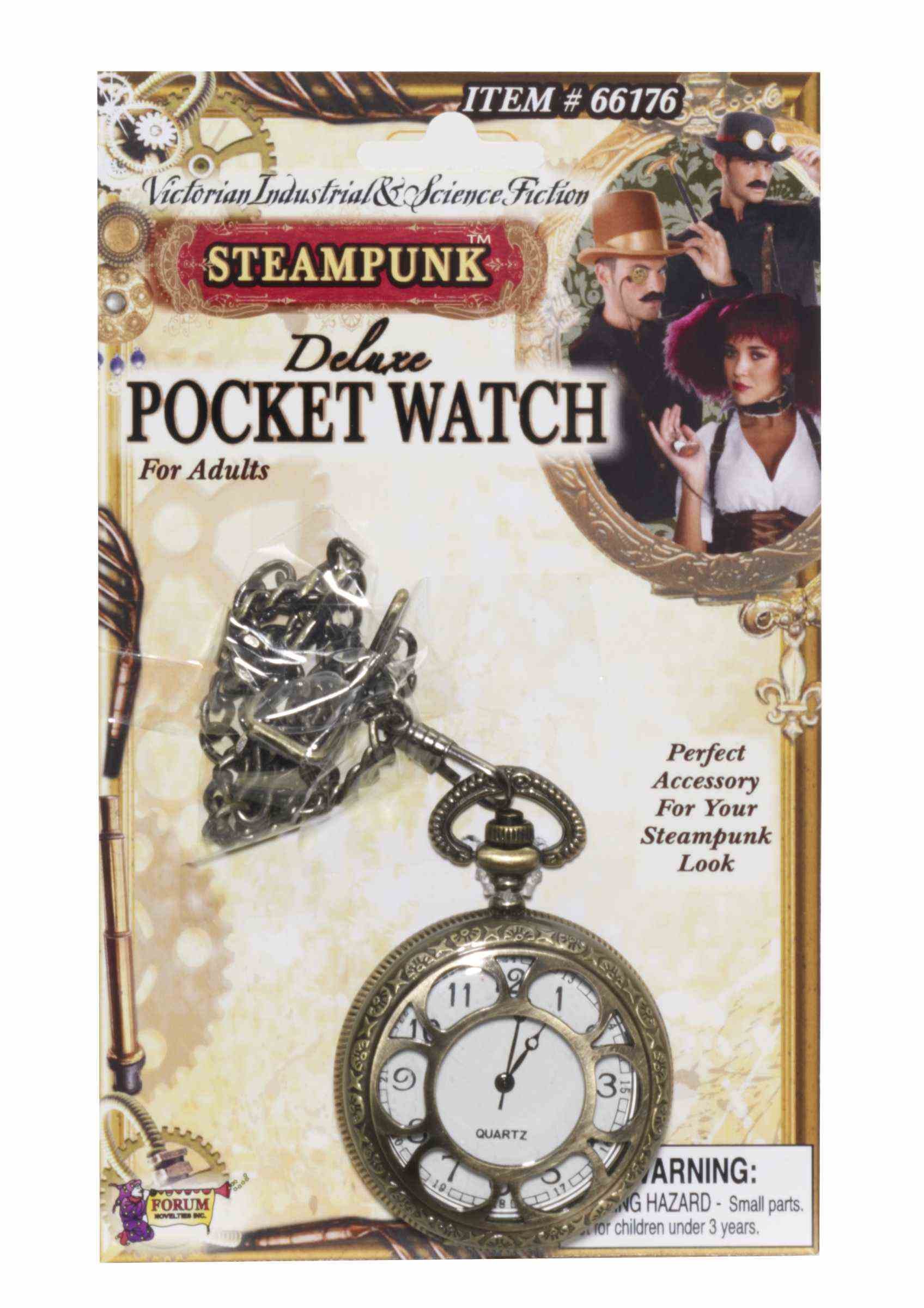 Forum Unisex Steampunk Deluxe Pocket Watch, Bronze, One Size