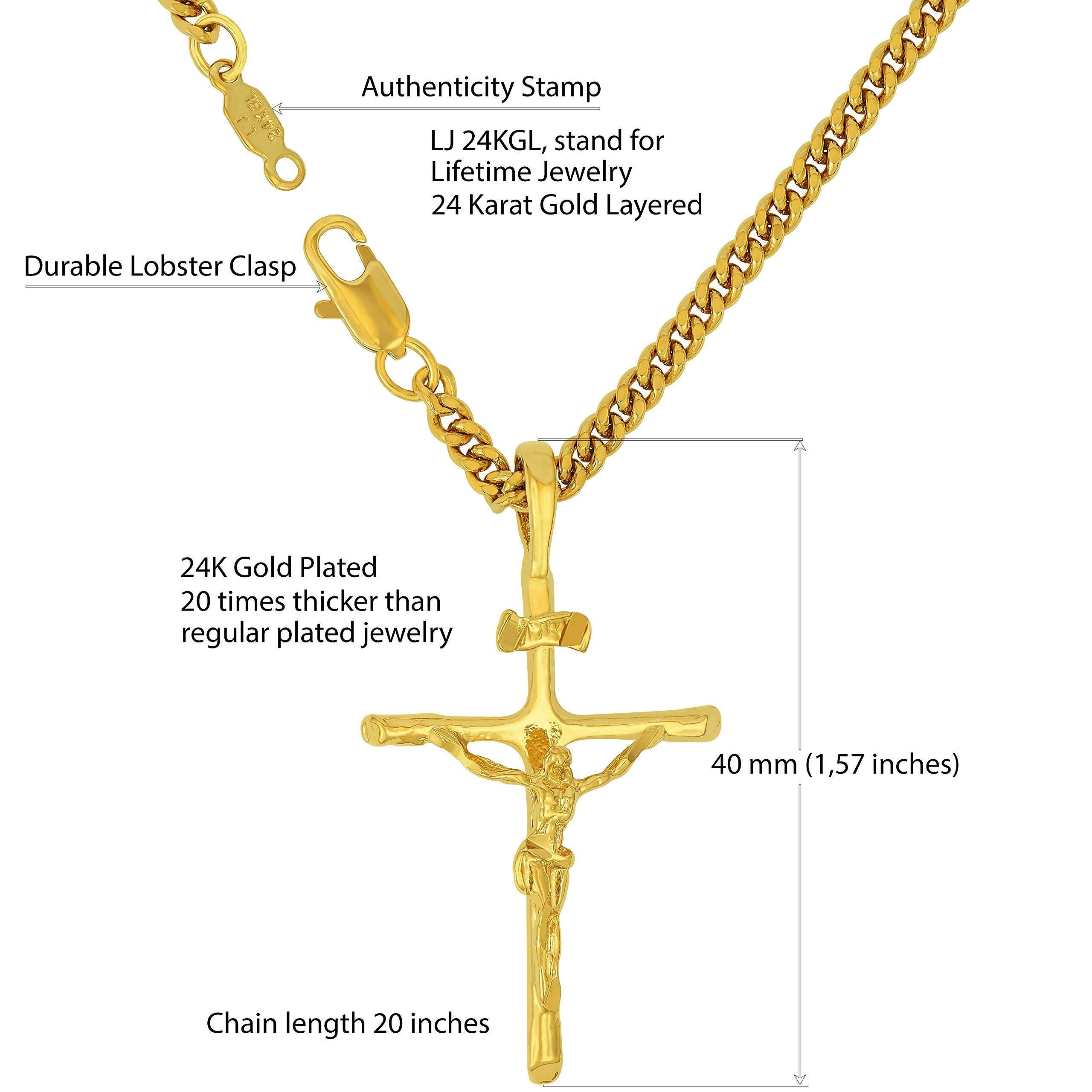 LIFETIME JEWELRY Classic Cross Necklace for Men & Women 24k Real Gold Plated