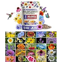 90,000 Wildflower Seeds - 3oz Pure Wild Flower Seed Pack - 25 Variety - Perennial Flower Seeds for Attracting Birds & Butterflies - Open Pollinated, Flower Garden Seeds for Planting Outdoors