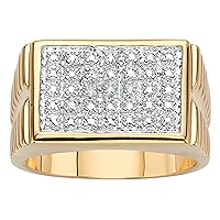 PalmBeach Men's Yellow Gold-plated Genuine Diamond Accent Watchband Style Ring Sizes 8-16