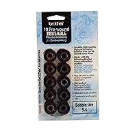 Brother Sewing Brother PWB200B Prewound Embroidery Bobbin Thread 10 Piece, Black