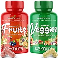 Fruits & Veggies Capsules - Natural Superfood Packed with Vitamins & Minerals - Fruit & Vegetable Supplements for Adults Pack of 2, 90 Capsules Each