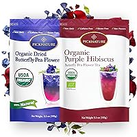 PICKNATURE 100% USDA Organic Purple Hibiscus Butterfly Pea Flower Tea Loose Leaf Whole Petals | 7.0 oz (BUNDLE PACK 600+ Cups) | Herbal Blue Tea Gifts | Freshly Picked from Thailand