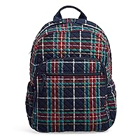 Vera Bradley Women's Cotton Campus Backpack, Tartan Plaid - Recycled Cotton, One Size