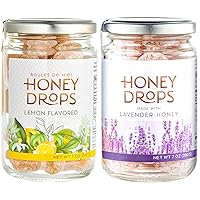 Honey Candy Drops Bundle, 7oz Jars | 1 Jar Lavender Honey Drops and 1 Jar Lemon Honey Drops | Delicious, Soothing Natural Honey Candy [2 x 7oz/200gr Jars]