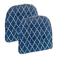Klear Vu Omega Non-Slip Universal Chair Cushions for Dining Room, Kitchen and Office Use, U-Shaped Skid-Proof Seat Pad, 15x16 Inches, 2 Pack, 23 Geo Blue
