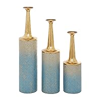 Deco 79 Metal Floral Decorative Vase Centerpiece Vases with Gold Top, Set of 3 Flower Vases for Home Decoration 27