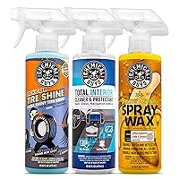 Chemical Guys Quickie Detail Bundle - Total Interior Cleaner & Protectant, Blazin' Banana Spray Wax and Tire Kicker Tire Shine (3 16 oz Bottles)