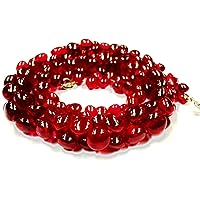 24 inch Long Onion Shape Smooth Cut Natural red Corundum 8-10 mm briollete Beads Necklace with 925 Sterling Silver Clasp for Women, Girls Unisex