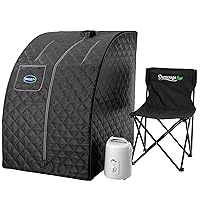 Durasage Lightweight Portable Personal Steam Sauna Spa for Relaxation at Home, 60 Minute Timer, 800 Watt Steam Generator, Chair Included (Black)