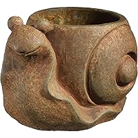 Classic Home and Garden Cement Buddies Indoor Outdoor Planter with Drainage Hole, Smiling Snail, Rust Brown, Large, 8in