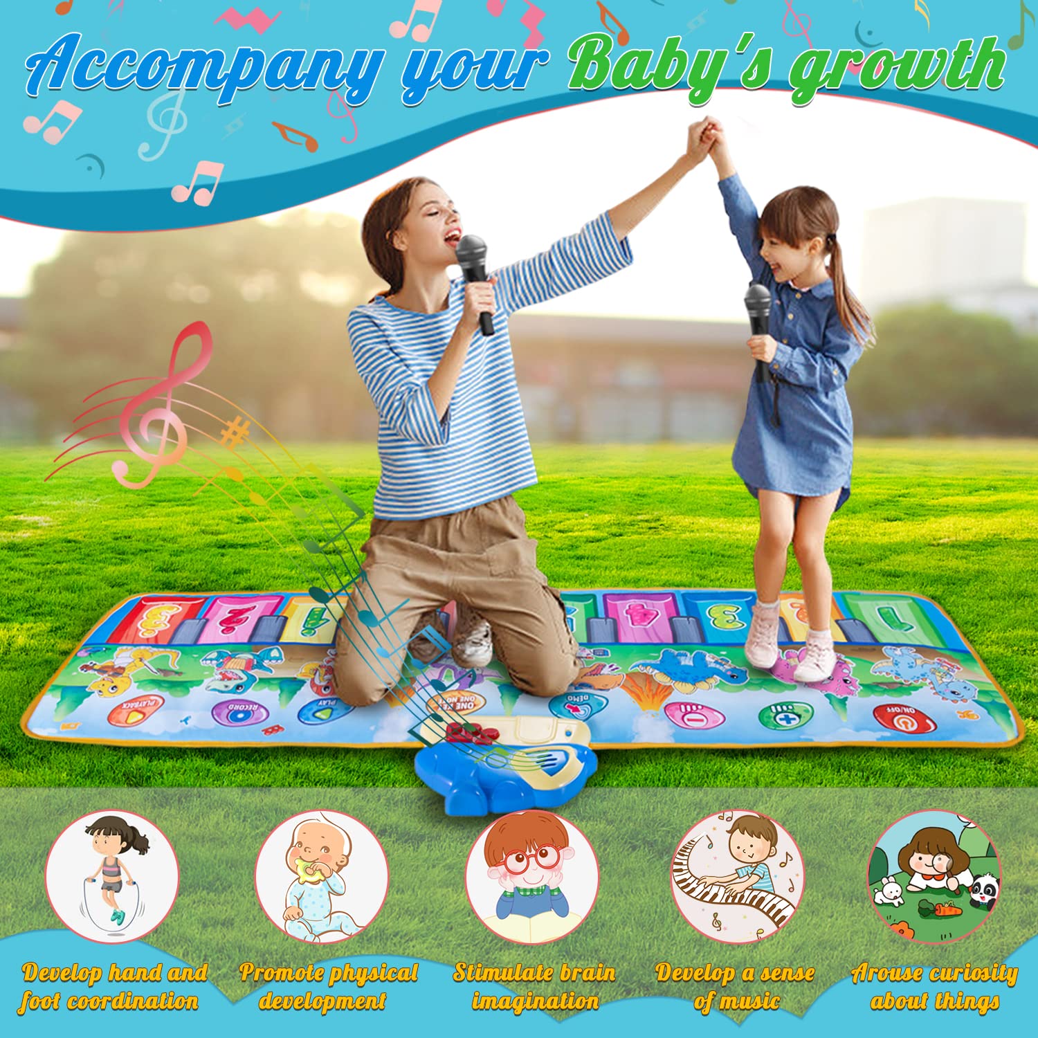 Baby Musical Mats with 25 Music Sounds,Kids Musical Mats Non-Slip Floor Piano Baby Music Toys Soft Keyboard Piano Early Education Toys for Baby Boys Girls Toddler Kids Birthday Christmas
