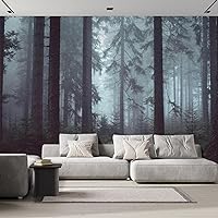 wall26 Foggy Pin Forest - Removable Wall Mural | Self-Adhesive Large Wallpaper - 100x144 inches