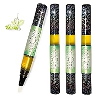 Cuticle Oil Pen for Nails - Nail Strengthener & Growth Treatment Serum for Damaged Nails, Hangnails w/Jojoba cuticle oil—Honeydew Ice Fragrance - Holographic Glitter Pens 4-Pack